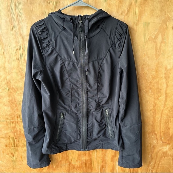 Zella Full Zip Black Reflective Hooded Activewear Sweatshirt Jacket - Picture 10 of 11